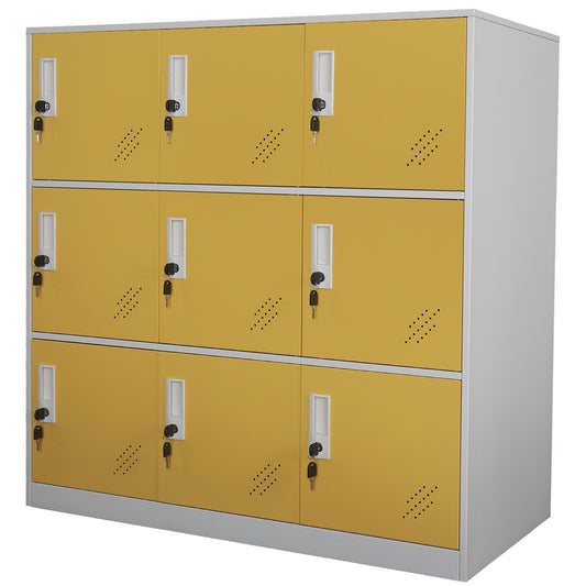 Mecolor 9 Door Filing Cabinet Armoire Wardrobe Closet Organization Entryway Cabinet File Cabinet with Lock