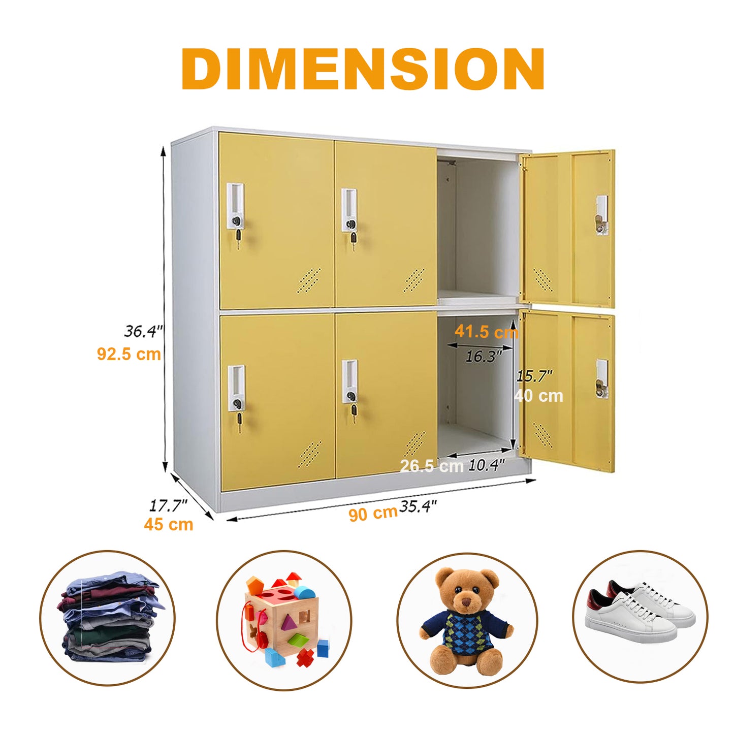 Mecolor 6 Door Yellow Filing Cabinet Metal Storage Cabinet with Key Lock Office Storage Small Cabinet