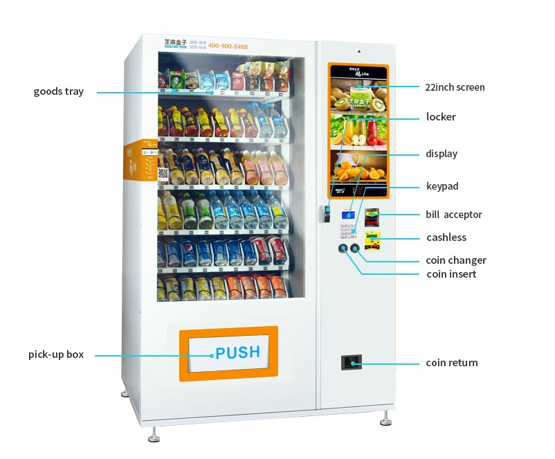 Combo vending machine 22 inch touch screen