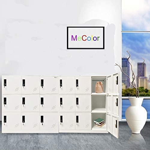 MECOLOR Full White Color Metal Office and Home Storage Cabinet Locker with 9 Doors Thin Edge Beautiful Appearance (Full White 9D)